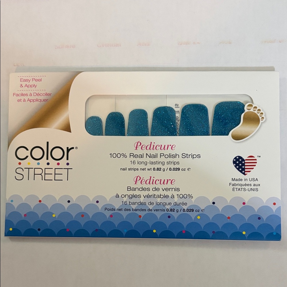 Color Street Sparkling Blue Pedicure Strips